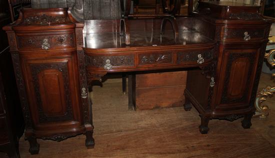 Pedestal sideboard with silver plated handles